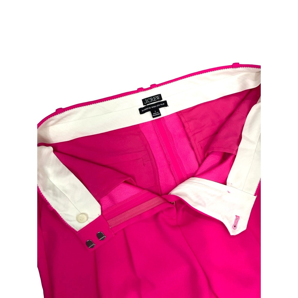 J Crew Wide leg essential pants in city crepe Size 6 hot pink BS581 - Picture 6 of 11